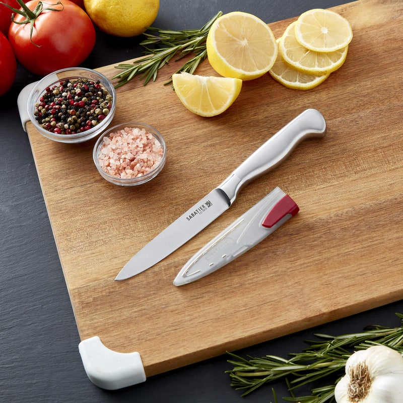 Sabatier Forged Stainless Steel Chef Knife with Edgekeeper Self-Sharpening Blade Cover, High-Carbon Stainless Steel Kitchen Knife, Razor-Sharp Knife to Cut Fruit, Vegetables and more, 8-Inch, Black - Image 2